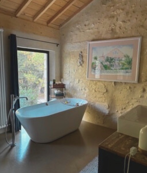 Master bathroom with freestanding bath
